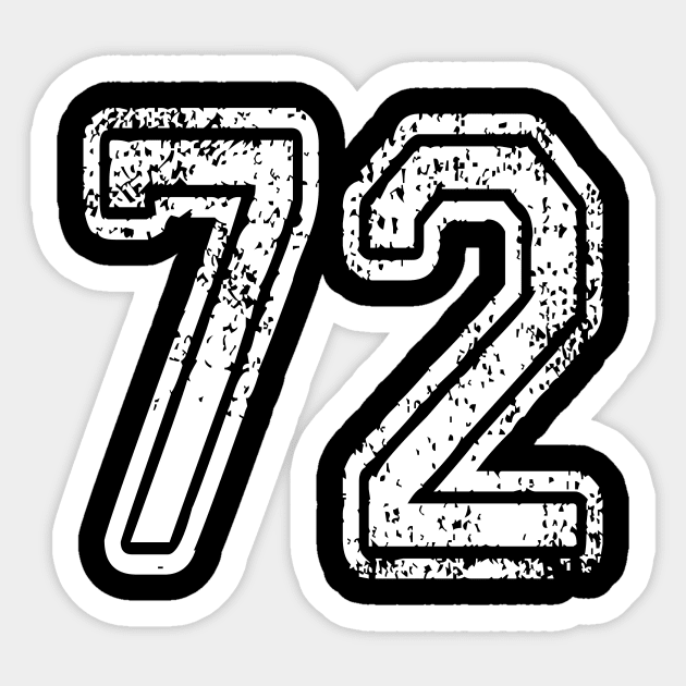 Number two 72 Grungy in white Sticker by Sterling